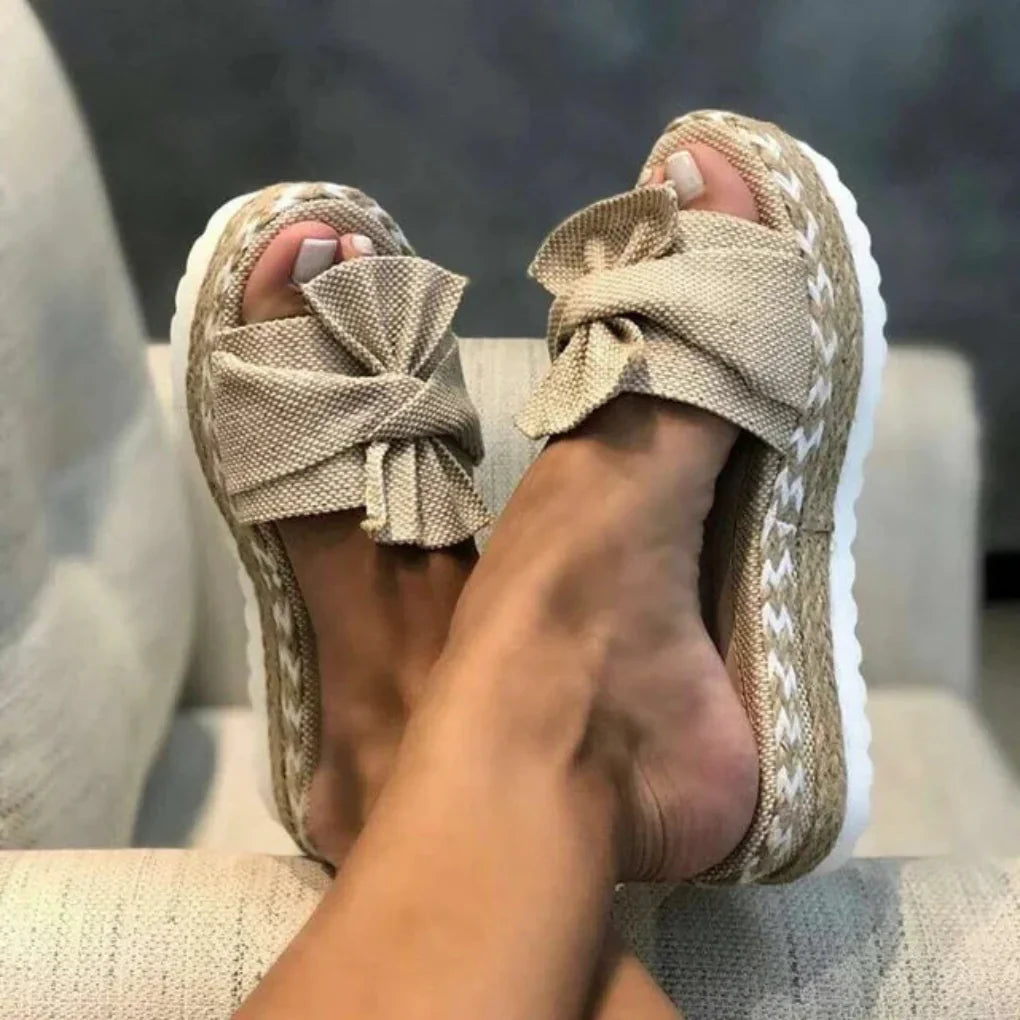 Samantha | Women Spring Bow Platform Slide Sandals