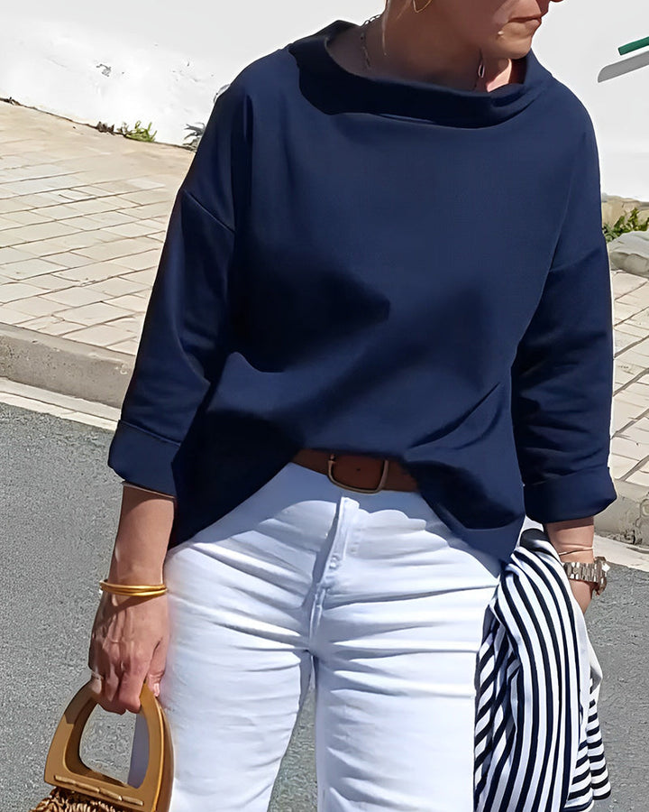 Elaine | Women Casual Wide Lapel Half Turtleneck Top