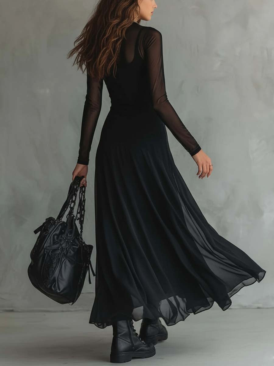 Raven - Formal Black Tie Going Out Maxi Dress