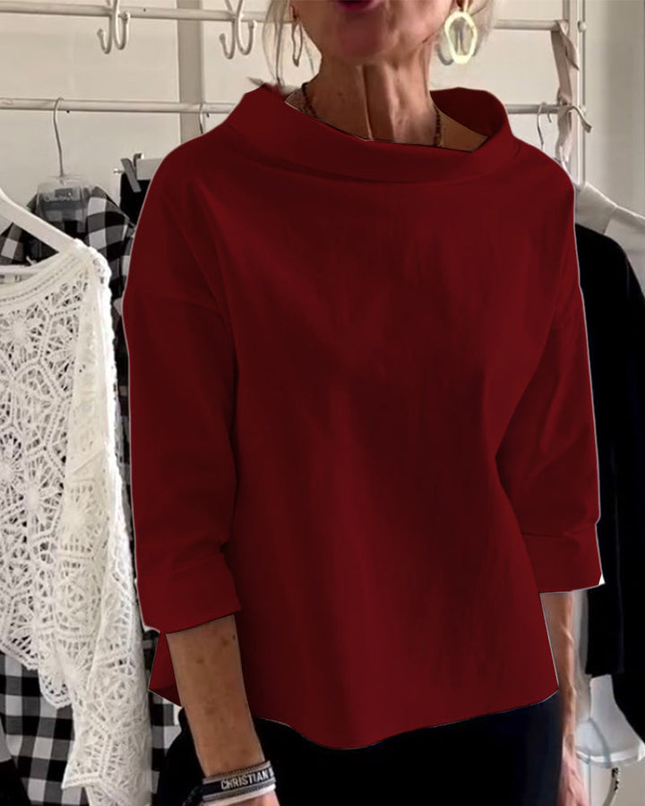 Elaine | Women Casual Wide Lapel Half Turtleneck Top