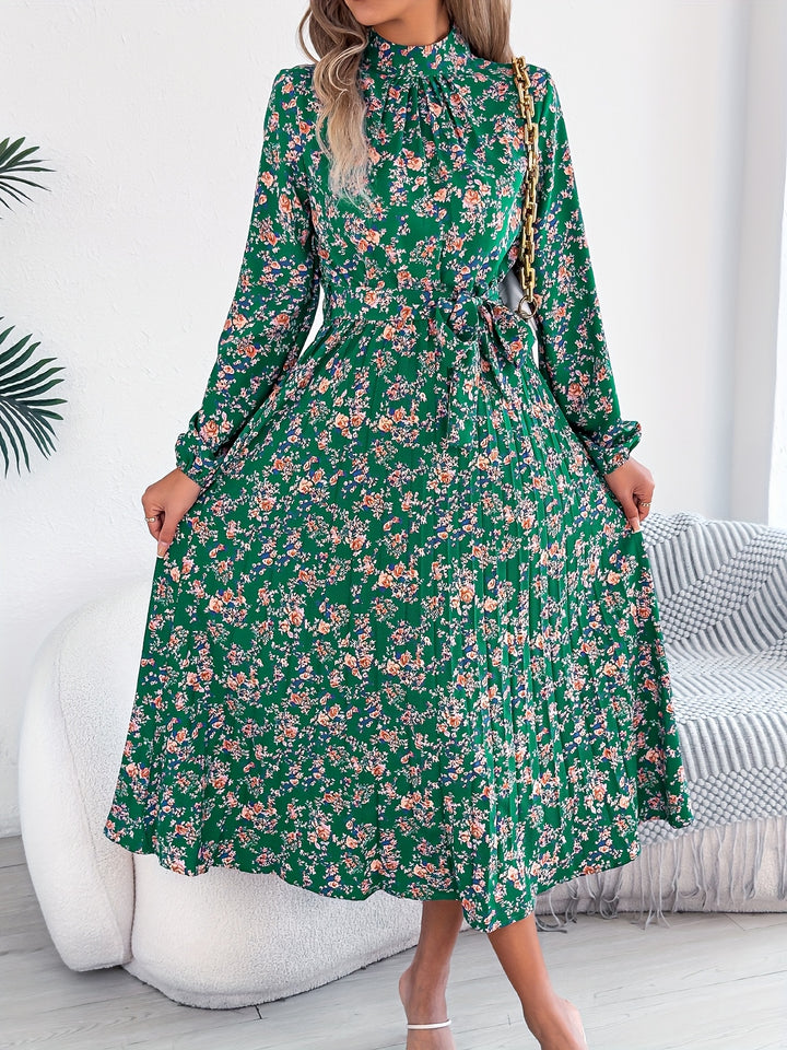 Sky - Floral Pleated Maxi Bridesmaid Dress