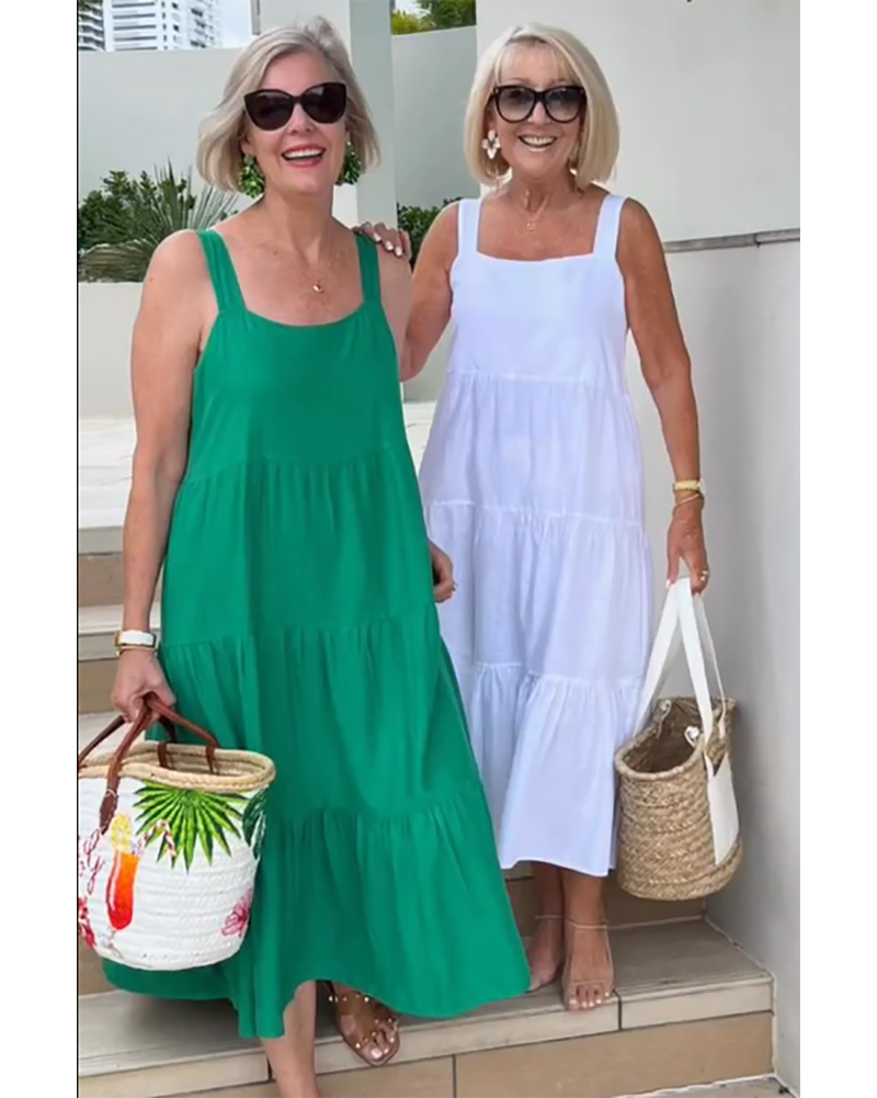 Stacked Linen Sleeveless Boho Dress