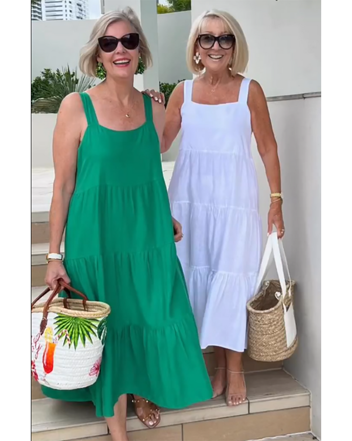 Stacked Linen Sleeveless Boho Dress