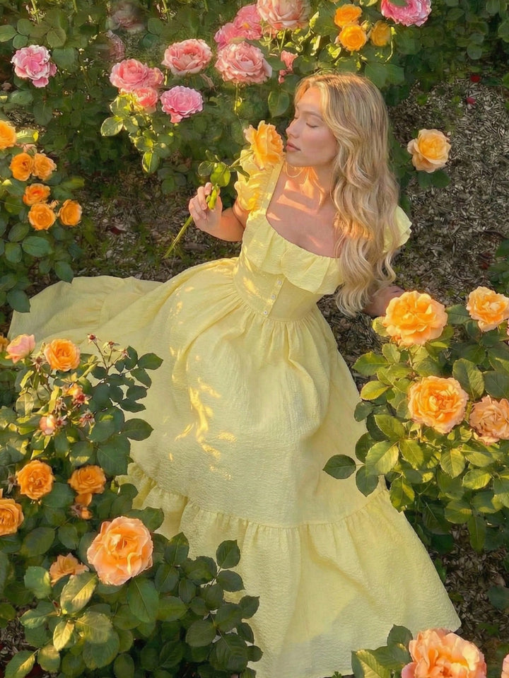 Flora - Women Off-Shoulder Ruffled Waist Maxi Dress