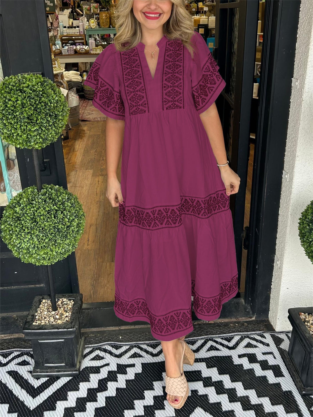 Kylie | Elegant Boho Embroidered Flowy Dress For Women