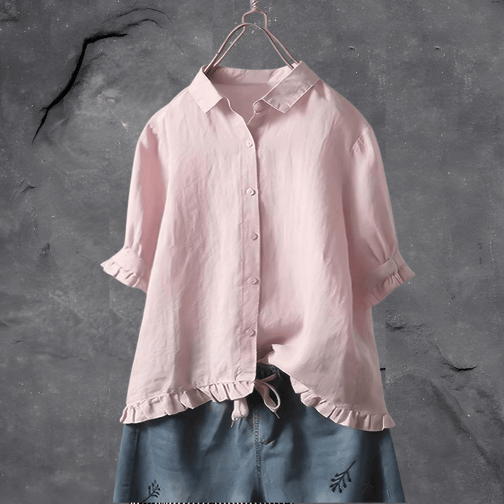 Cerise | Women’s Cotton Linen Button-Down Blouse
