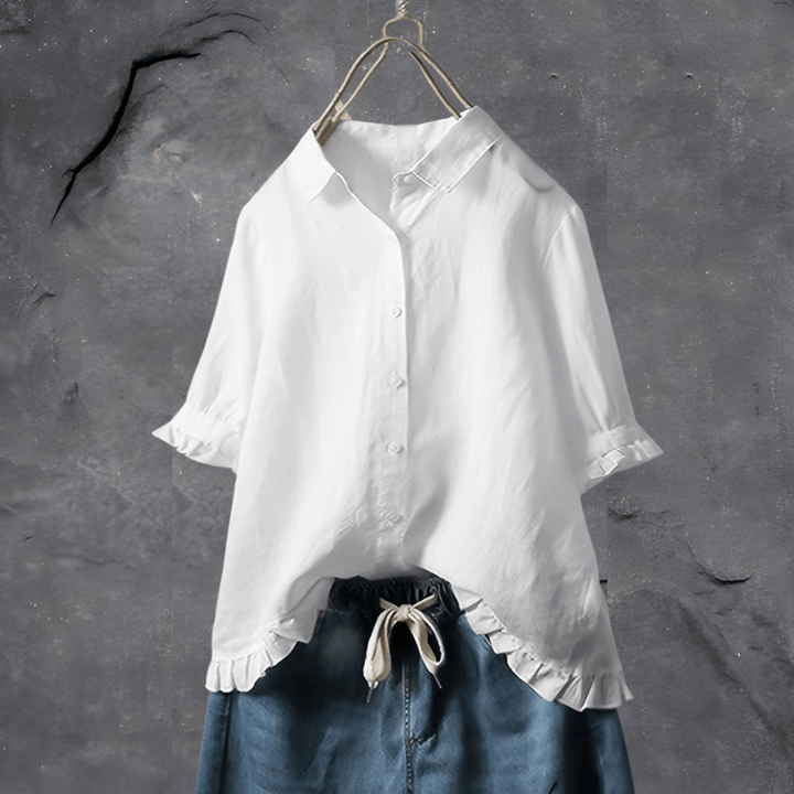Cerise | Women’s Cotton Linen Button-Down Blouse
