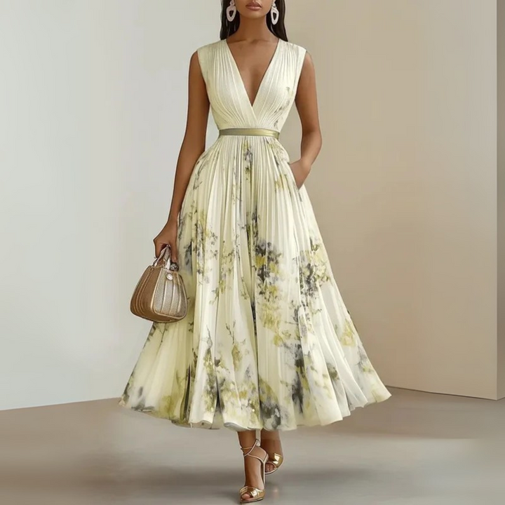 Nora - Summer Pleated Wedding Guest Maxi Dress