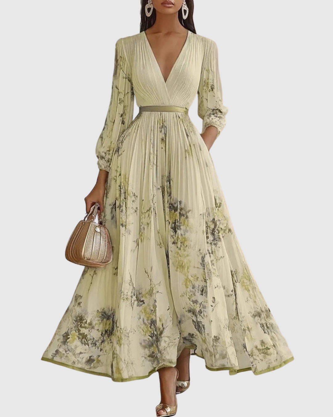 Ella - Women Floral Pleated Maxi Dress