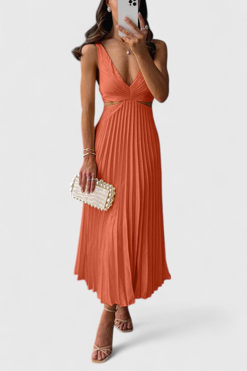 Karen - Elegant Sleeveless Pleated Wedding Guest Dress