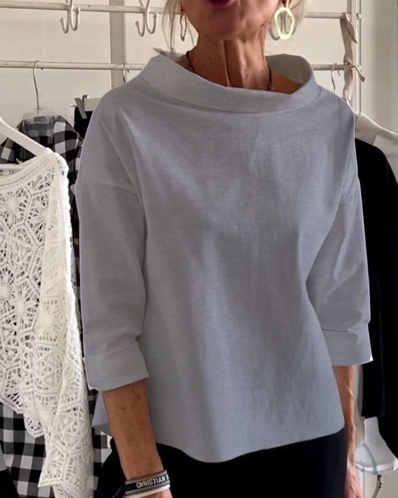 Elaine | Women Casual Wide Lapel Half Turtleneck Top