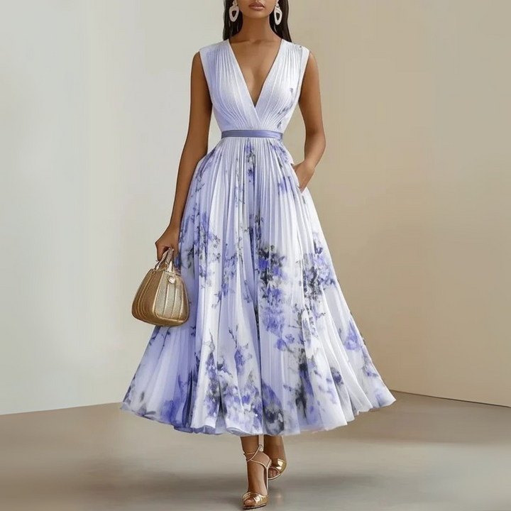Nora - Summer Pleated Wedding Guest Maxi Dress