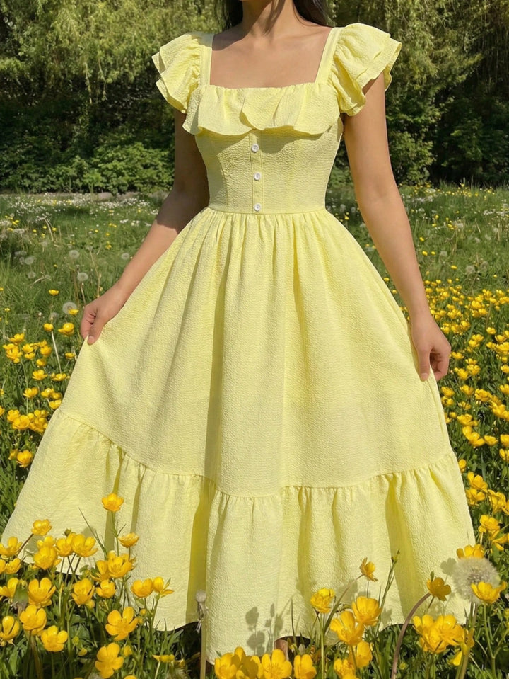 Flora - Women Off-Shoulder Ruffled Waist Maxi Dress