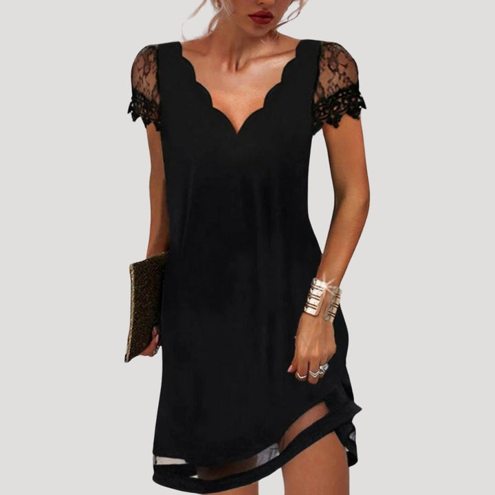 Mirabel | Women’s Mini Cocktail Dress with Short Lace Sleeves