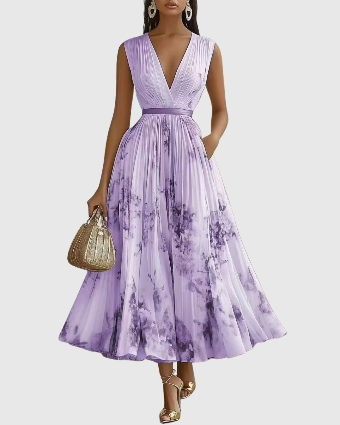 Ella - Women Floral Pleated Maxi Dress