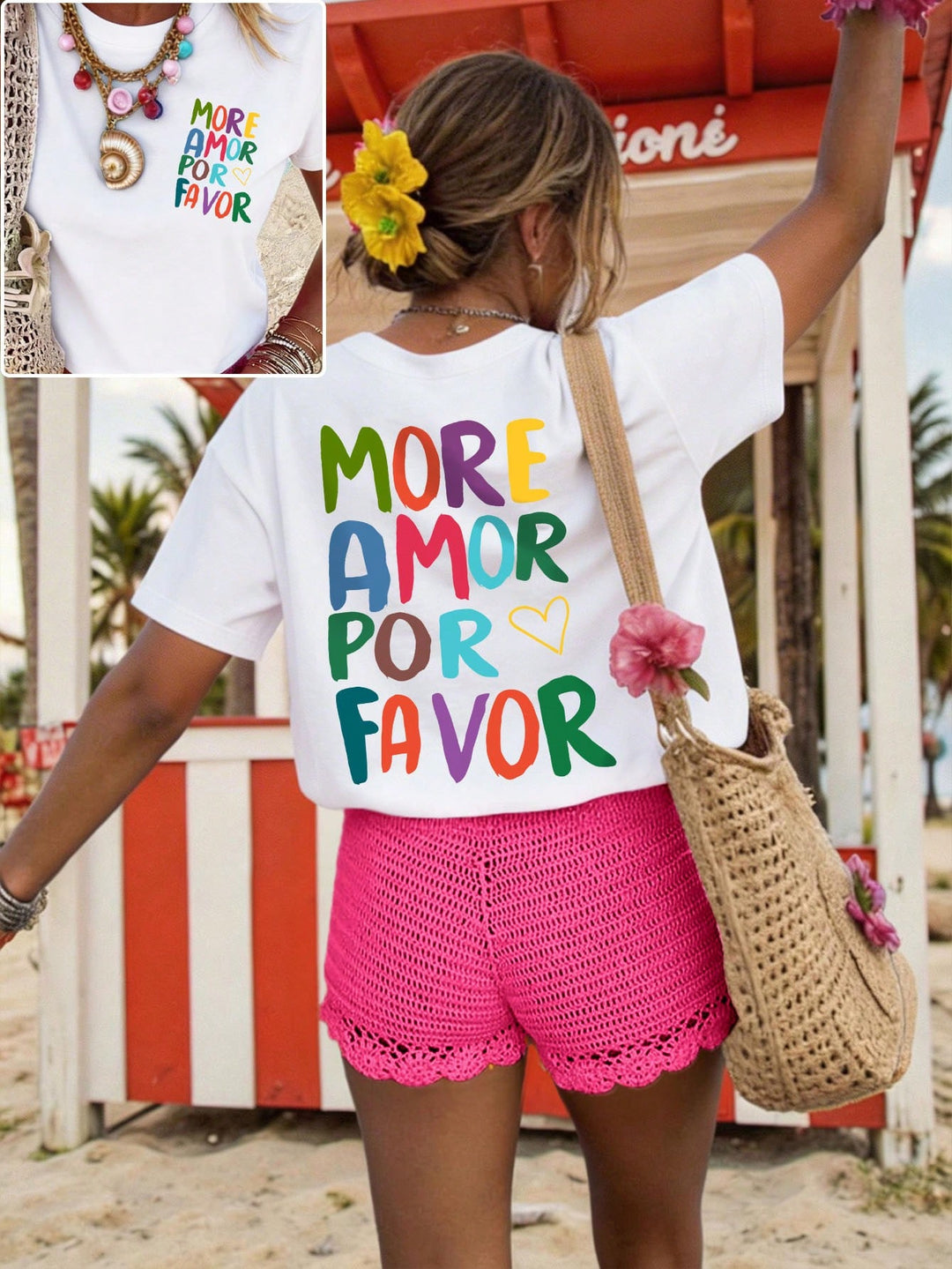 Amor - Women's Round Neck Short Sleeve Graphic Tee