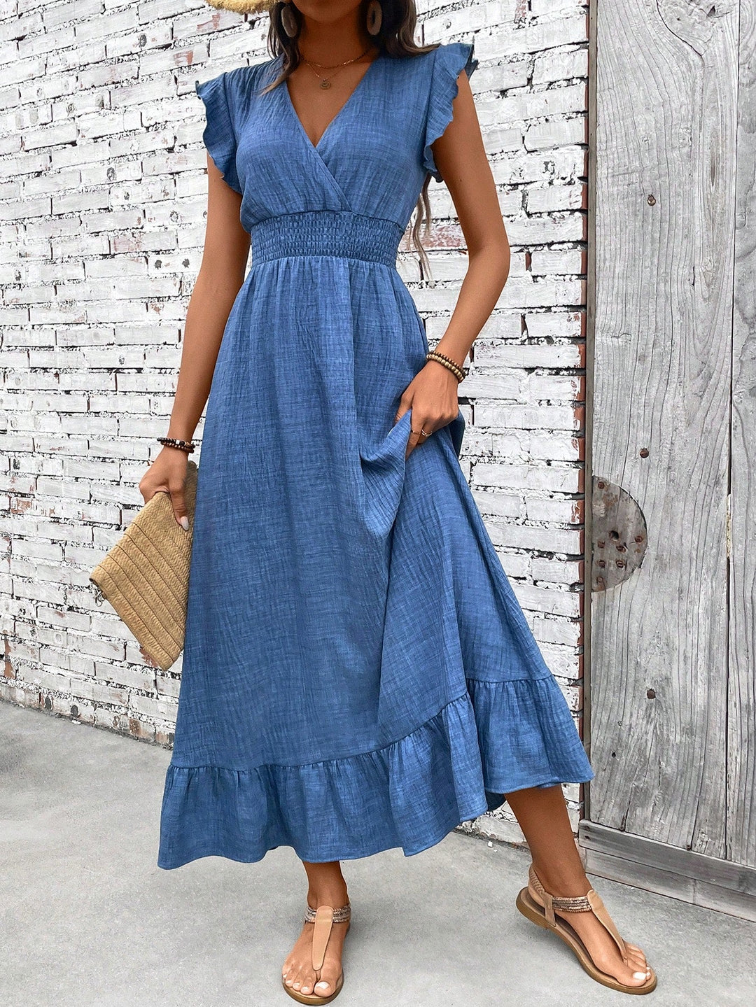 Sheli | Elegant Women Smocked Waist Maxi Dress