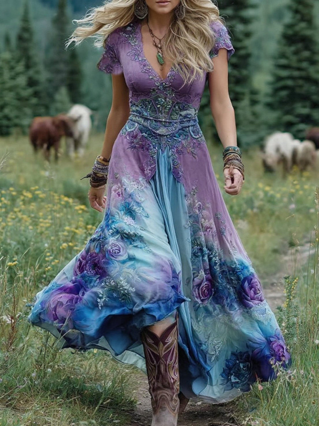 Audrie - Women’s Chic Boho Maxi Dress