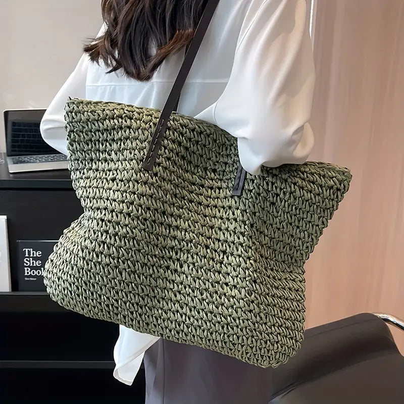 Alessia - Chic Straw Beach Tote Bag