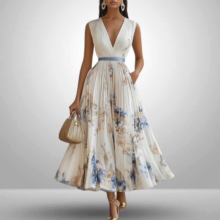 Nora - Summer Pleated Wedding Guest Maxi Dress