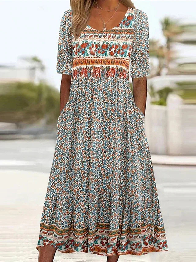 Anne - Women Boho Chic Midi Dress