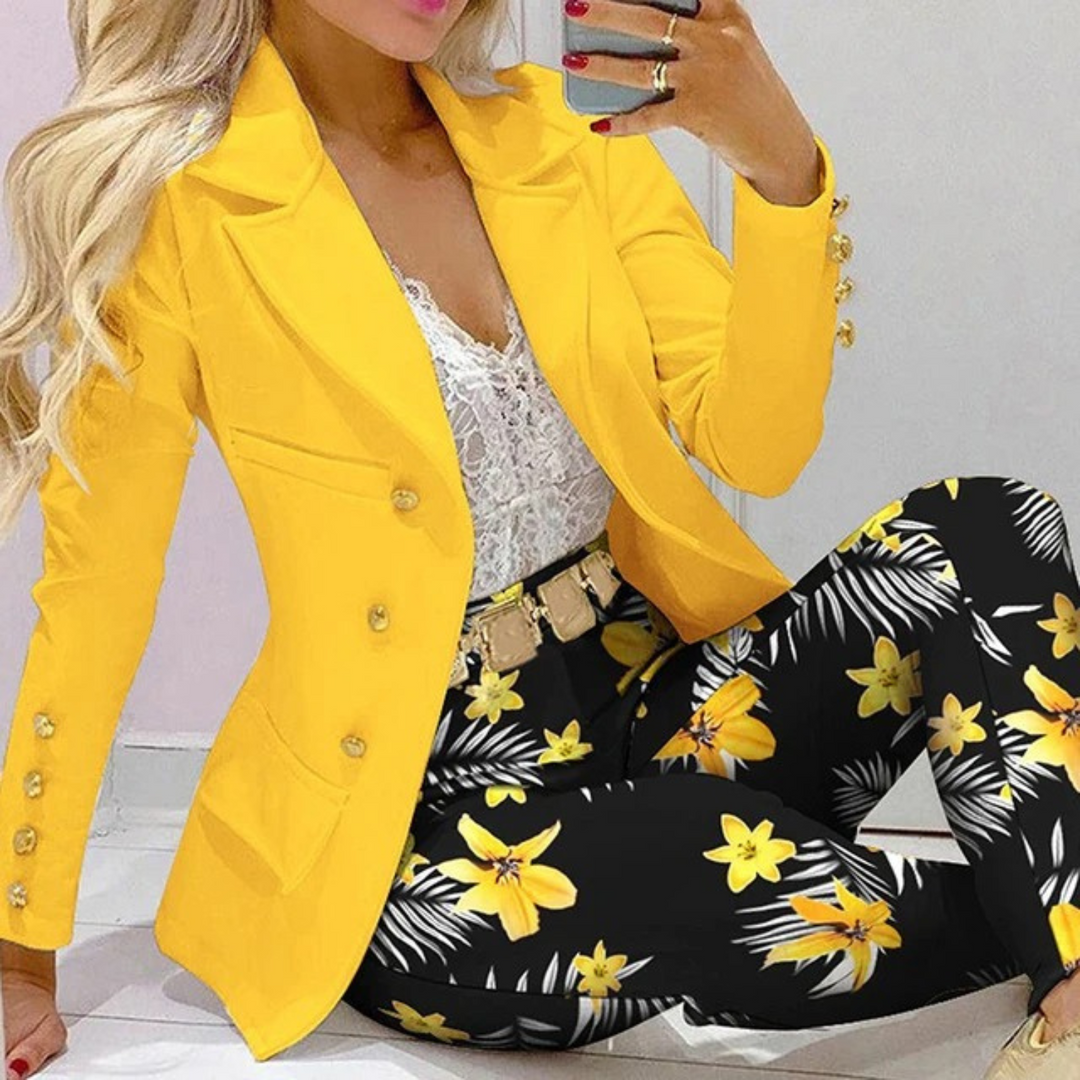 Amarille | Women Tailored Blazer and Floral Print Pants Set