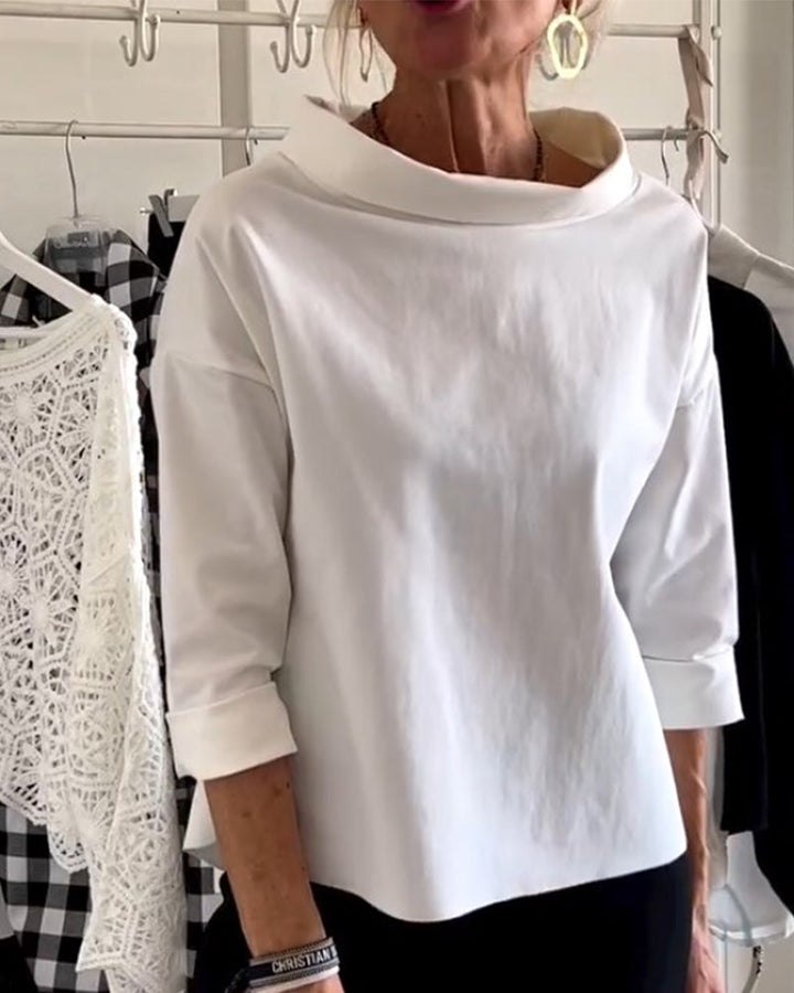 Elaine | Women Casual Wide Lapel Half Turtleneck Top