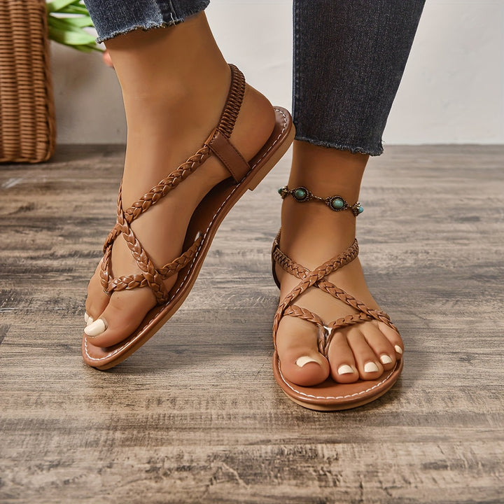 Sasha - Casual Slip-On Criss-Cross Flat Sandals