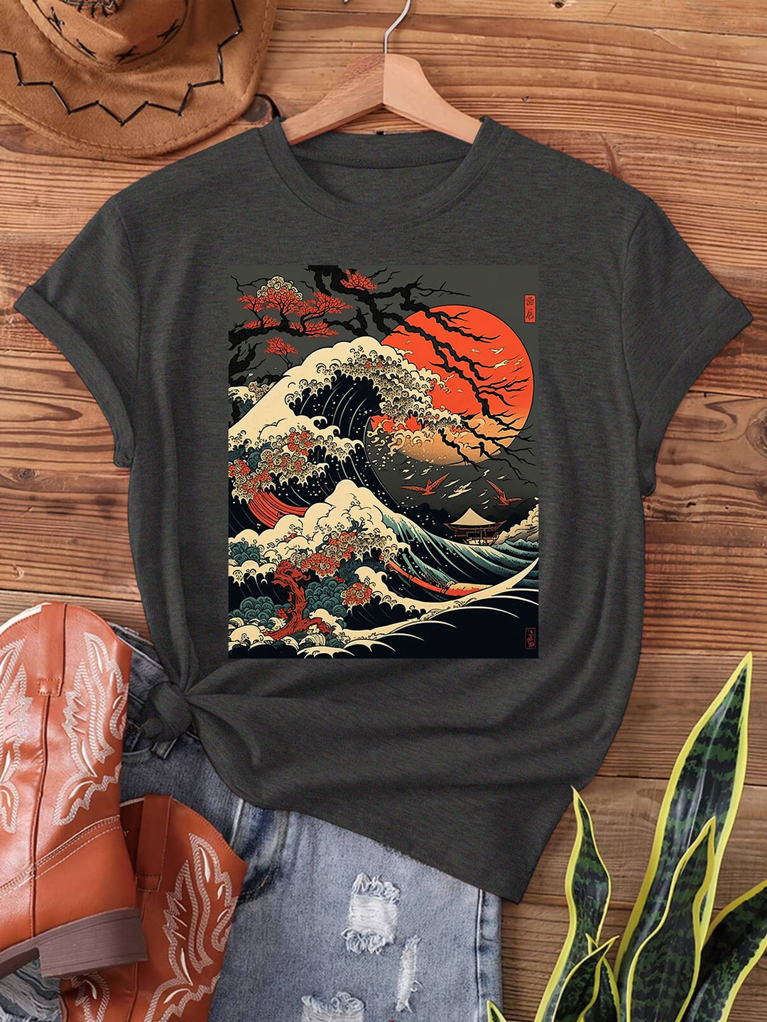 Wane - Vintage Japanese Print Graphic Tee Women