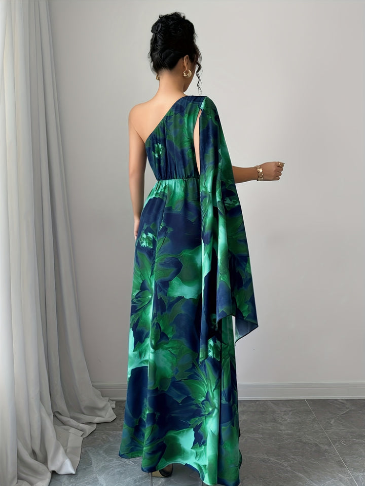 Stella - Floral Print One-Shoulder Wedding Guest Maxi Dress