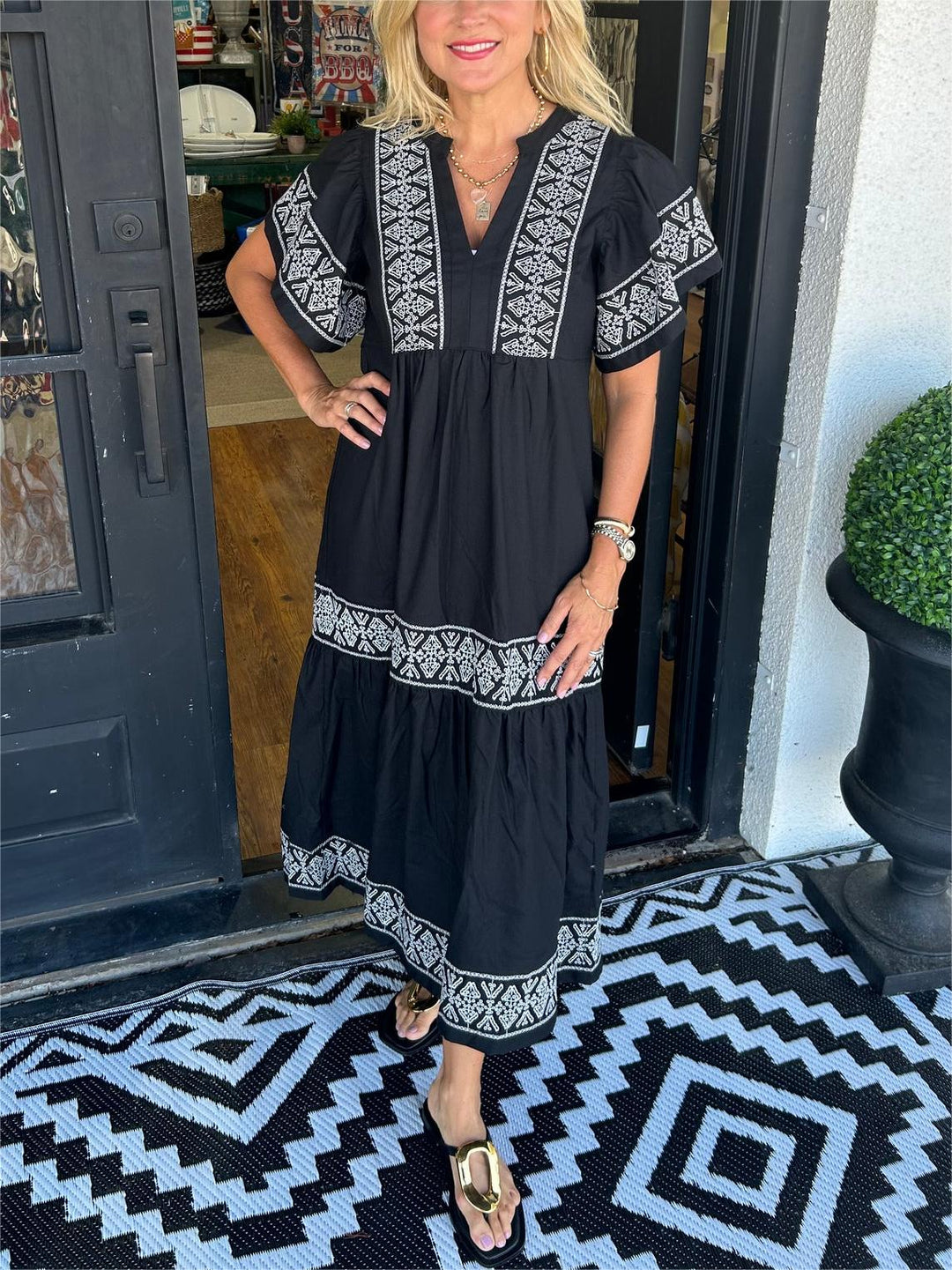 Kylie | Elegant Boho Embroidered Flowy Dress For Women