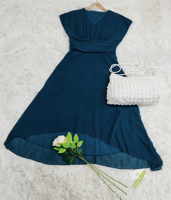 Selene | Elegant A-Line Chiffon Dress with Flowy Flared Skirt