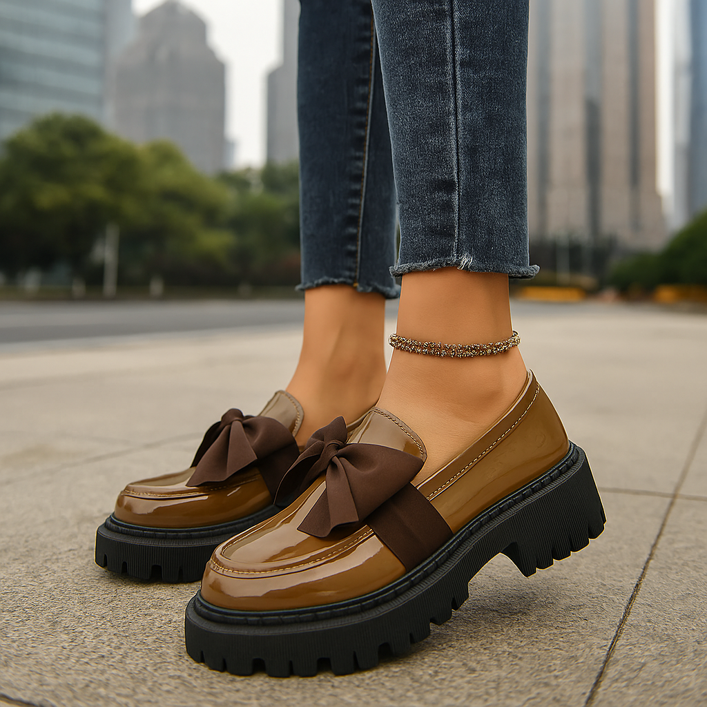 Selah - Chic Bow Rise Orthopedic Platform Loafers