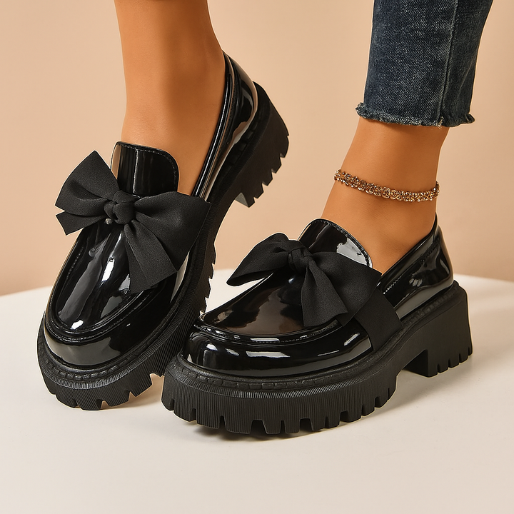 Selah - Chic Bow Rise Orthopedic Platform Loafers