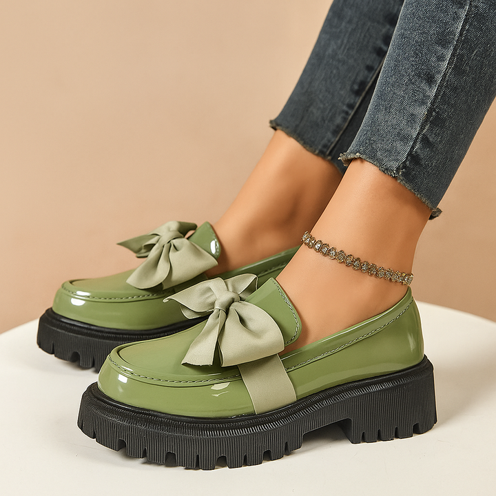 Selah - Chic Bow Rise Orthopedic Platform Loafers