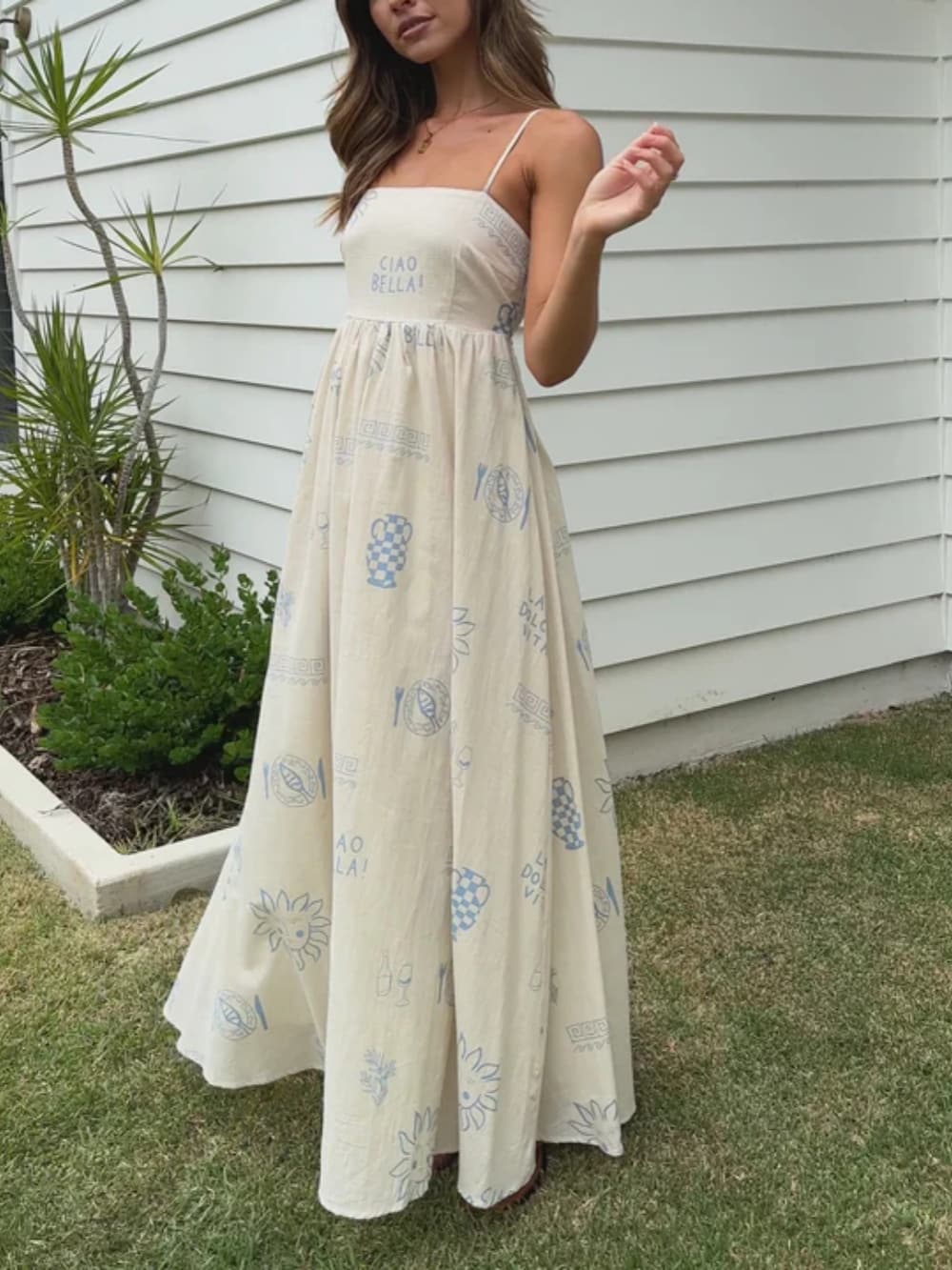Vicky | Women Casual Maxi Summer Dress with Square-Neck