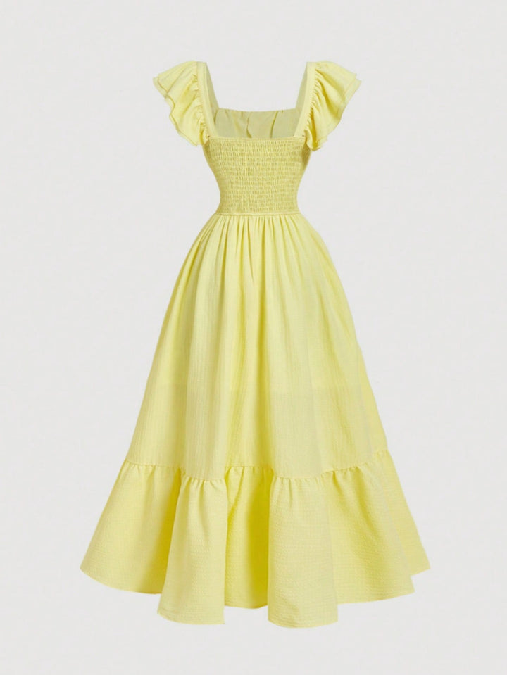 Flora - Women Off-Shoulder Ruffled Waist Maxi Dress