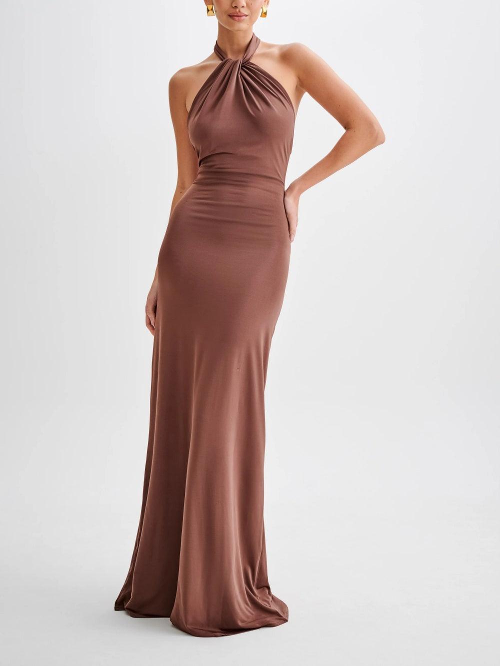 Hyper - Chic Slinky Halter Maxi Dress