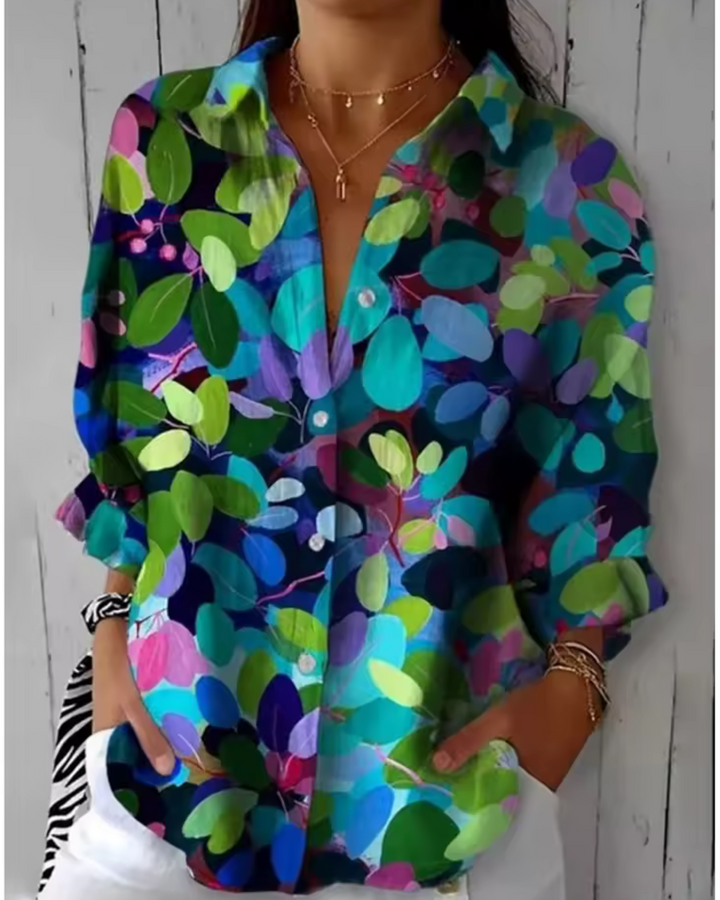 Emery | Women's Colorful Abstract Print Button Down Shirt