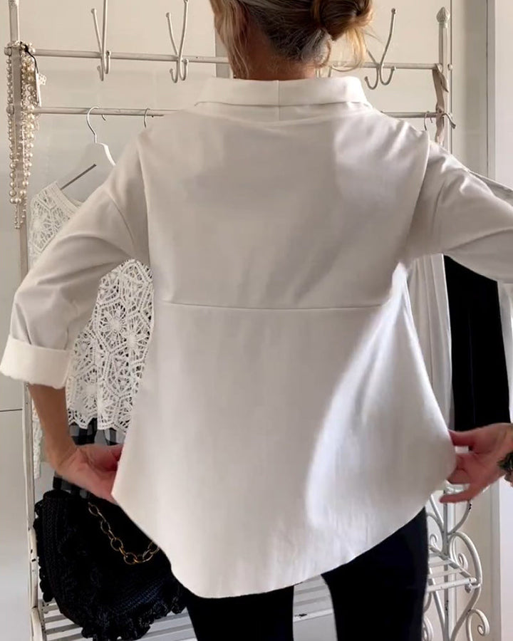 Elaine | Women Casual Wide Lapel Half Turtleneck Top