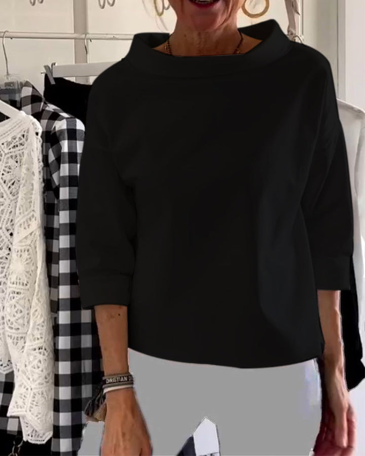 Elaine | Women Casual Wide Lapel Half Turtleneck Top