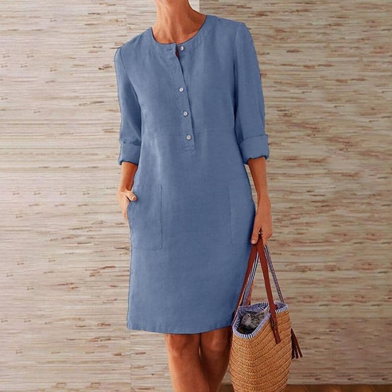 Maria | Chic Button-Front Summer Dress with Side Pockets