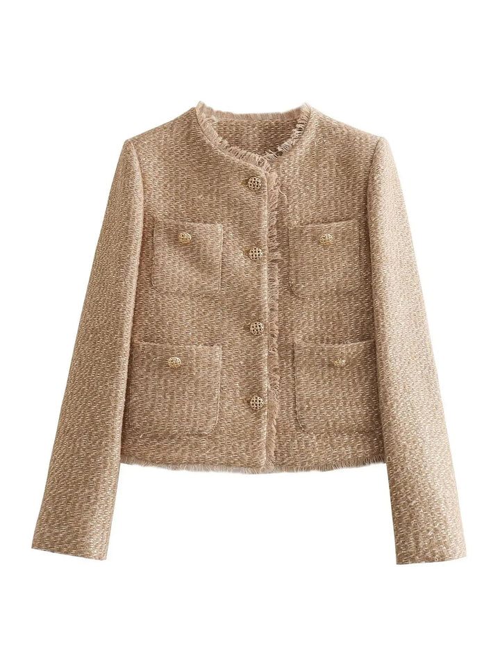 Clara | Short Tweed Blazer Spring Jacket with Buttons for Women