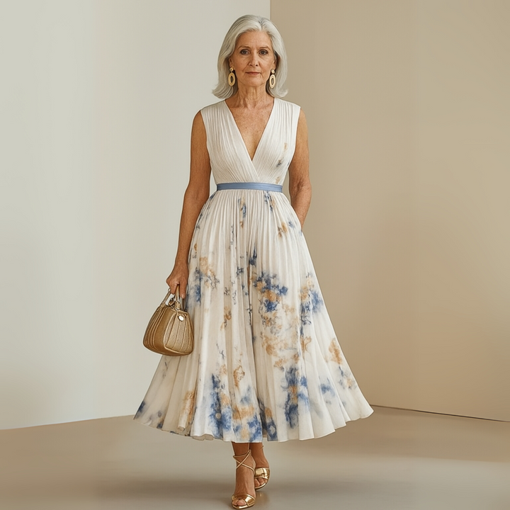 Nora - Summer Pleated Wedding Guest Maxi Dress