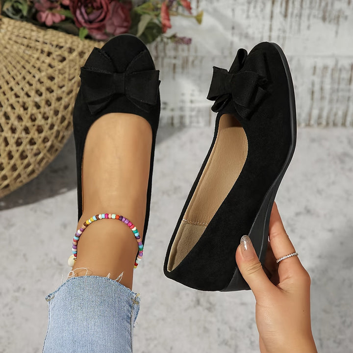 Bella | Women's Bow Detail Round Toe Ballet Flats Slip-On