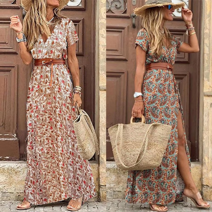 Betina | Women Bohemian Short Sleeve Maxi Dress