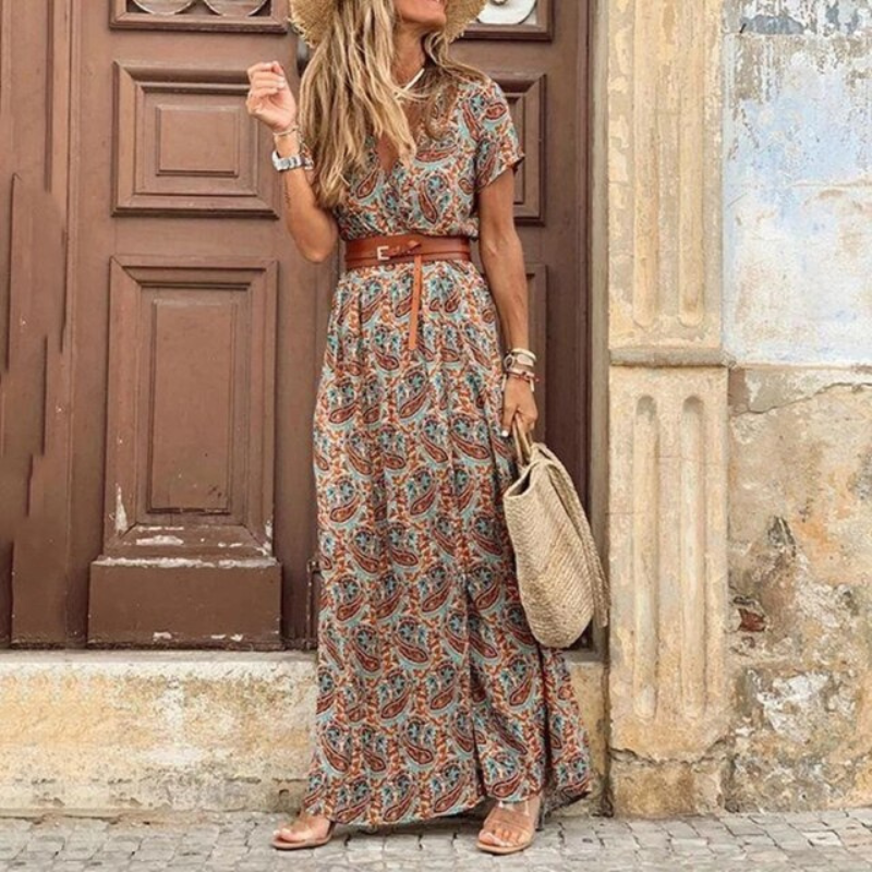 Betina | Women Bohemian Short Sleeve Maxi Dress
