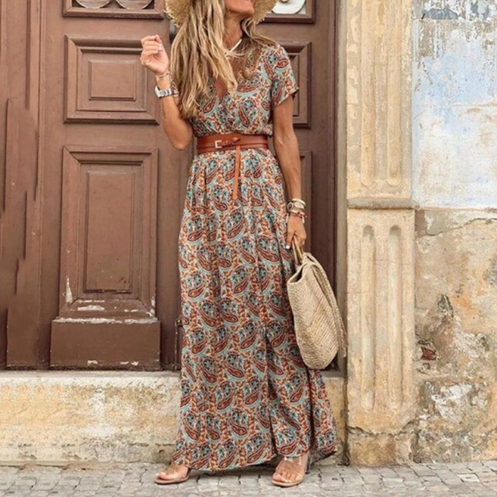 Betina | Women Bohemian Short Sleeve Maxi Dress