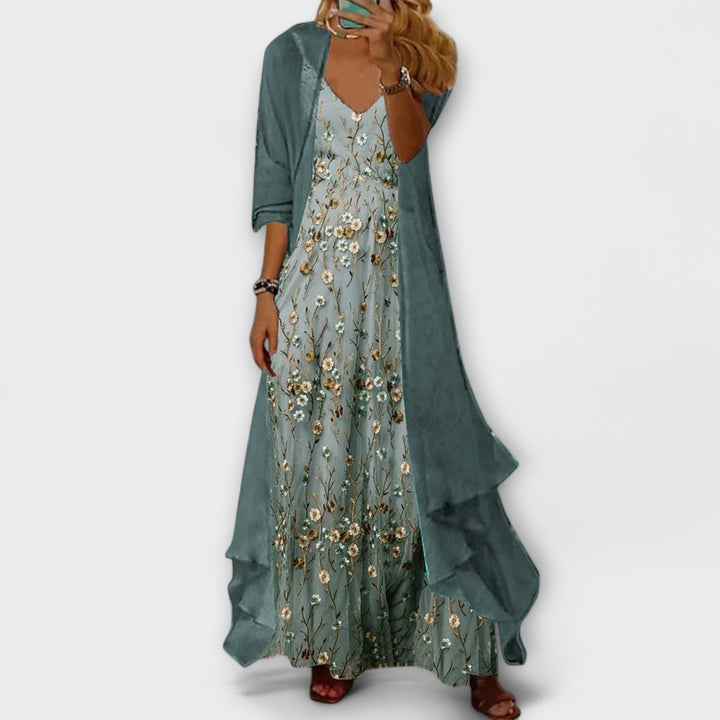 Bryana - Elegant Light Maxi Dress Two-Piece Set
