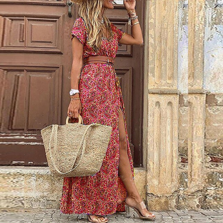Betina | Women Bohemian Short Sleeve Maxi Dress